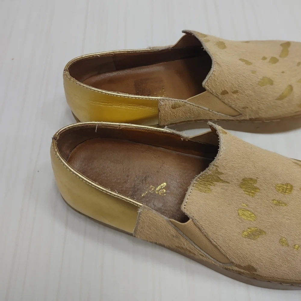 Free‎ People Varsity Golf Slip On Sneaker Leather Calf Hair Animal Print EU 38